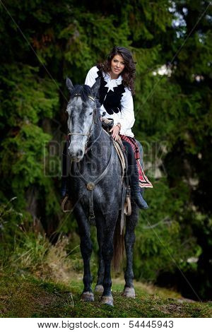 young woman riding