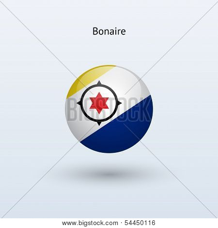 Bonaire round flag. Vector illustration.