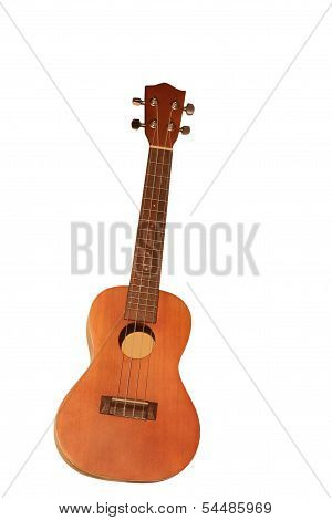 Ukulele on white background.