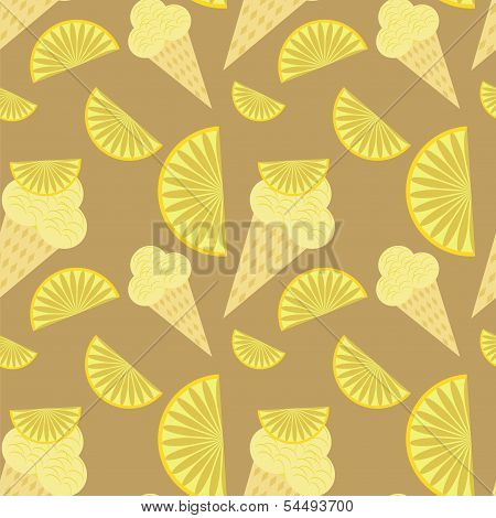seamless background with ice creams and lemons