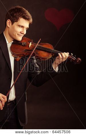 Man Violinist Playing Violin. Classical Music Art