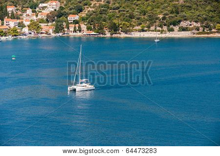 Yacht In Bay Near Zaton