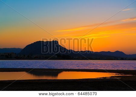 Denia Las Marinas sunset beach in Punta Molins at Alicante Mediterranean Spain