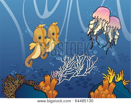 Seahorse under the sea