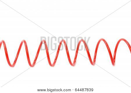 Red air hose on the white background.