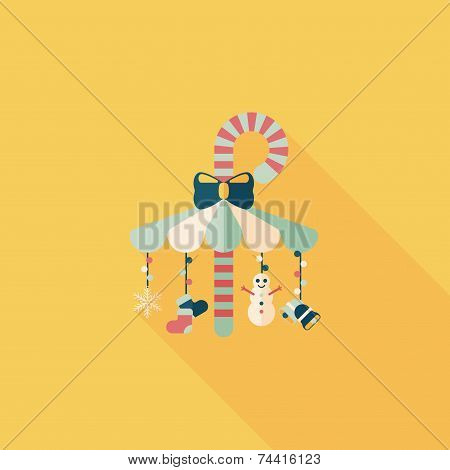 Decorative Candy Cane Flat Icon With Long Shadow Eps10