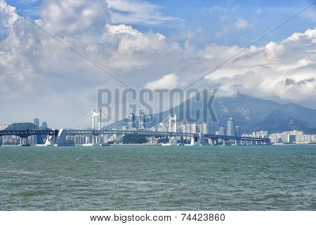 View Of Gwanan Big Bridge From Igidae Cliff