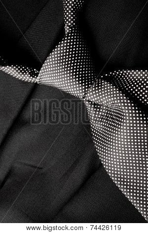 Black And White Tie On Black Suite