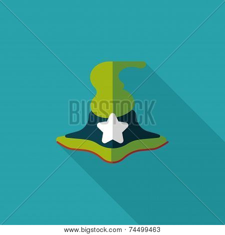 Witch Hat Flat Icon With Long Shadow,eps10
