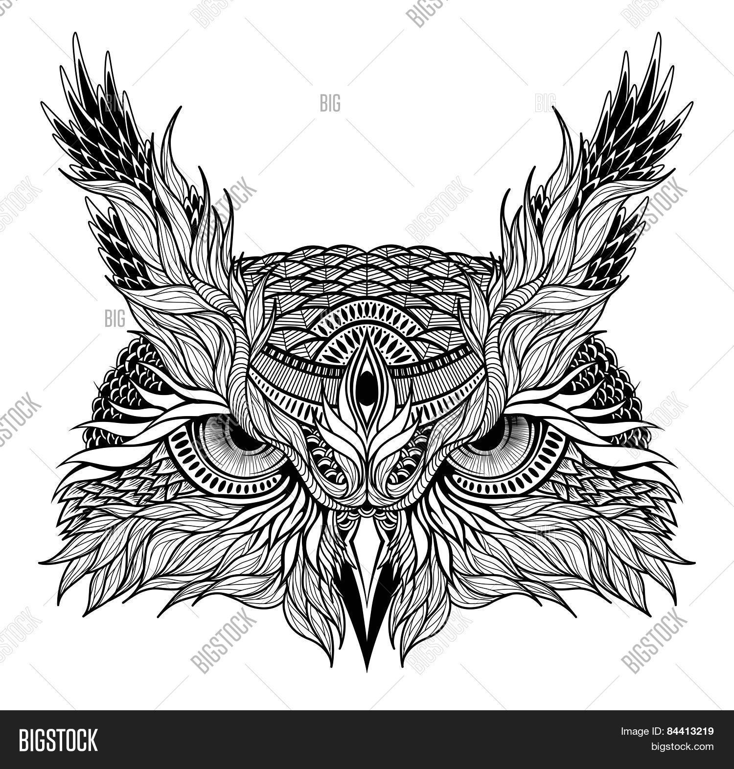 Owl Head Tattoo Outline