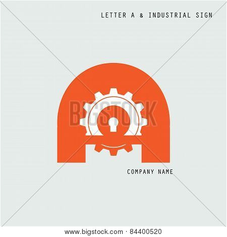 Creative Letter A Icon Abstract Logo Design Vector Template With Industry And Gear Symbol. Corporate