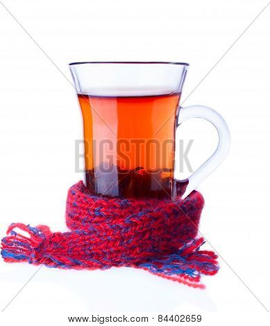 The Cup Of Tea Entwined With Scarf
