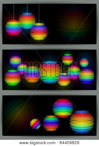 Banners With Colorful Transparent Spheres