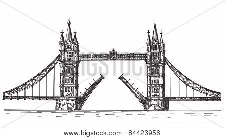 London vector logo design template. England or bascule bridge icon.