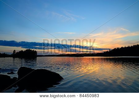 Romantic Sunset. North Karelia, Russia