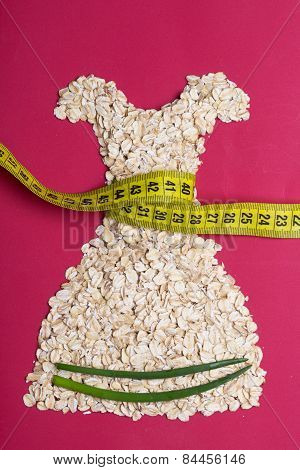 Dress Shape Made From Oatmeal With Measuring Tape