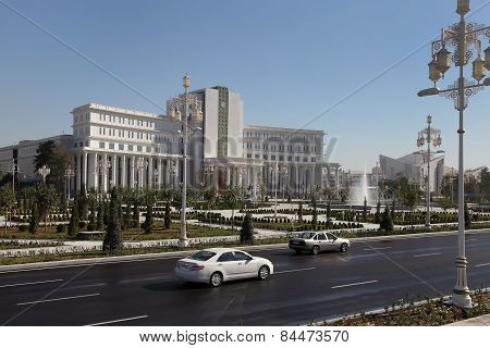 Ashgabad, Turkmenistan - October 15, 2014: Central Square Of Ashgabad In October  15, 2014