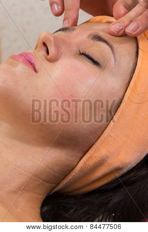 Girl with a beautician at spa salon