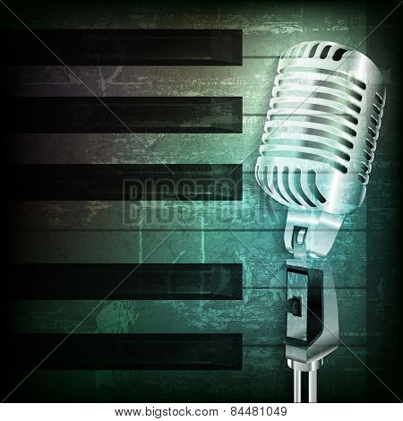 Abstract Grunge Background With Retro Microphone