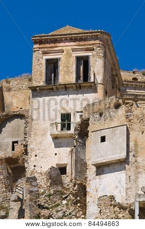 Panoramic view of Craco. Basilicata. Southern Italy.