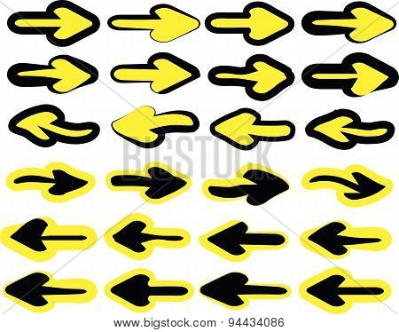 Yellow Black vector arrows