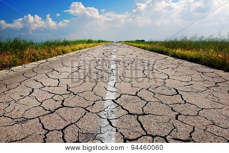 Old Road With Many Crack