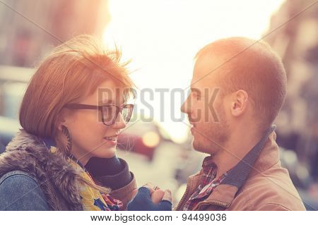 Couple enjoying outdoors in a urban surroundings.