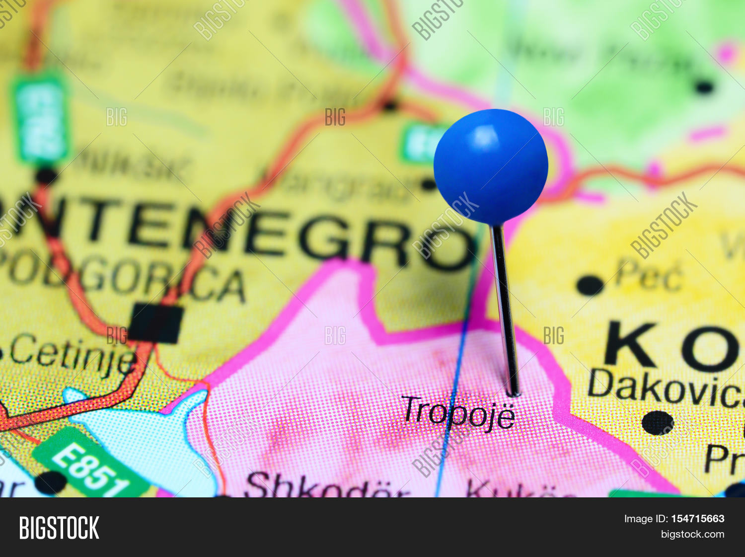 Tropoja Pinned On Map Image & Photo (Free Trial) | Bigstock