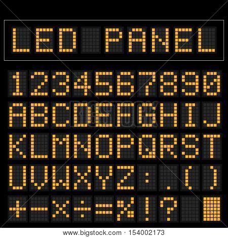 Orange digital squre led font display with sample panel