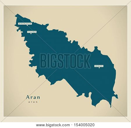 Modern Map - Aran AZ Azerbaijan vector