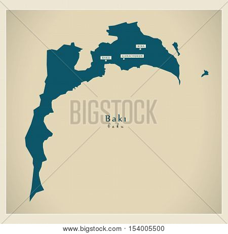 Modern Map - Baku AZ Azerbaijan vector