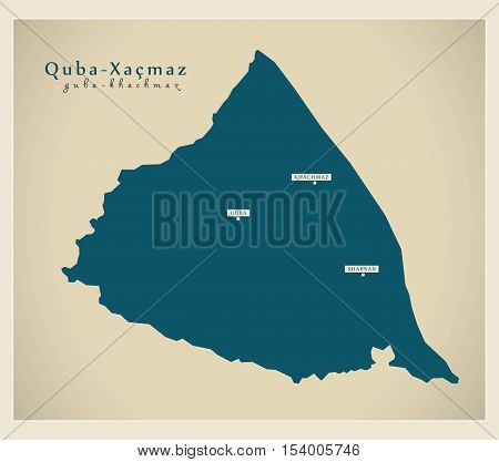 Modern Map - Guba-Khachmaz AZ Azerbaijan vector