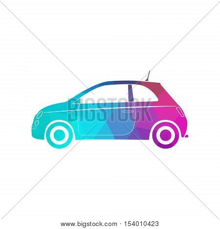 Colorful modern car silhouette polygon style. Color car coupe collections. Hippie car. Hipster car. Vector illustration.