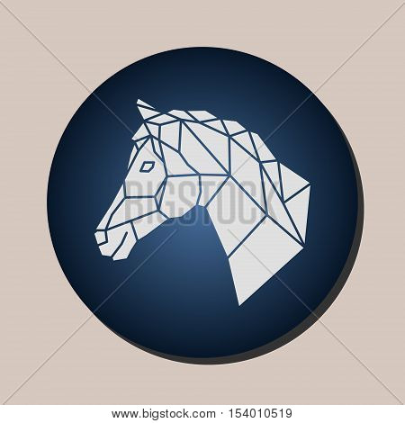 Vector images of horse head design on beige background. Horse geometric logo in a circle.