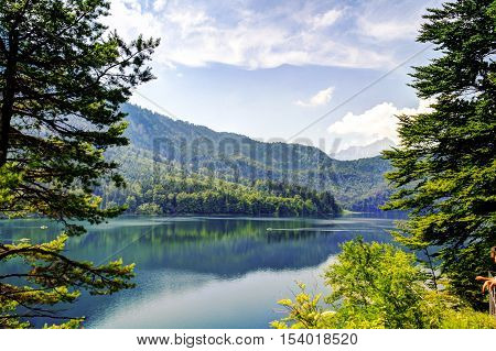 Surface view of Alpsee lake Bayern Germany