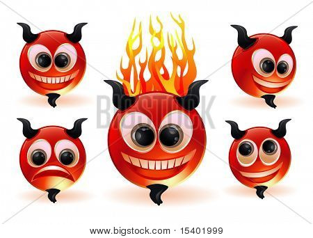 Funny devils. Vector icon set.