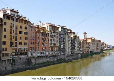 River Arno and the architecture of Florence Italy. Florence is the capital city of Tuscany