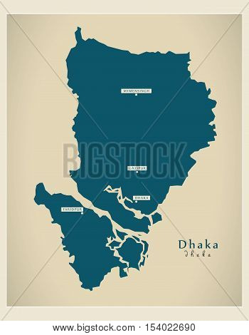 Modern Map - Dhaka BD Bangladesh illustration vector