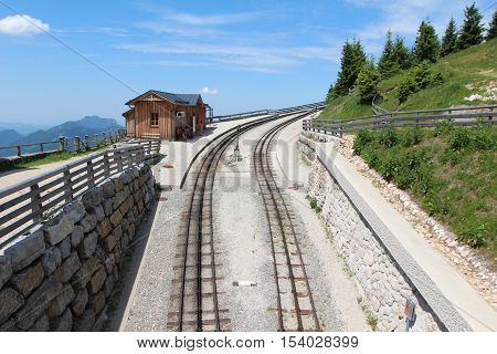 Steam locomotive of a vintage cogwheel railway going to Schafberg, Wolfgangsee / ST. WOLFGANG, AUSTRIA :Schafberg Peak (1783m)