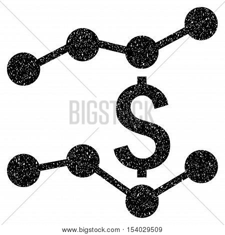 Financial Trends grainy textured icon for overlay watermark stamps. Flat symbol with dirty texture. Dotted glyph black ink rubber seal stamp with grunge design on a white background.