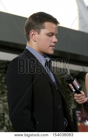 Matt Damon at the Los Angeles premiere of 'The Bourne Supremacy' held at the Cinerama Dome in Hollywood, USA on July 16, 2004.