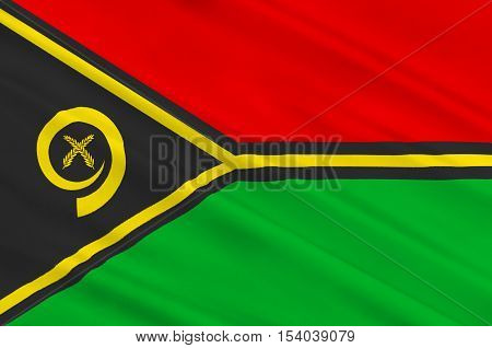 Flag of Vanuatu, Port Vila, Melanesia. 3d illustration