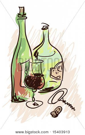 Vína. Vektorové skica.