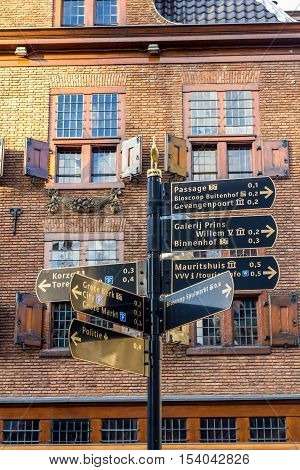 The Hague the Netherlands - October 29 2016: museum signs of The Hague
