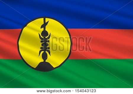 Flag of New Caledonia Melanesia. 3d illustration
