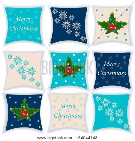 Christmas set of pillows. Pillow isolated on white background. Vector illustration