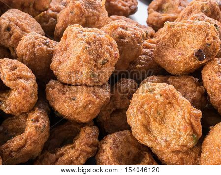 The group of delicious fried fish-paste balls. (Thai food)