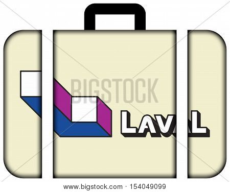 Flag Of Laval, Quebec, Canada. Suitcase Icon, Travel And Transportation Concept