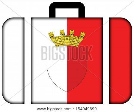 Flag Of Mdina With Coat Of Arms, Malta. Suitcase Icon, Travel And Transportation Concept
