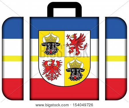 Flag Of Mecklenburg-western Pomerania With Coat Of Arms, Germany. Suitcase Icon, Travel And Transpor